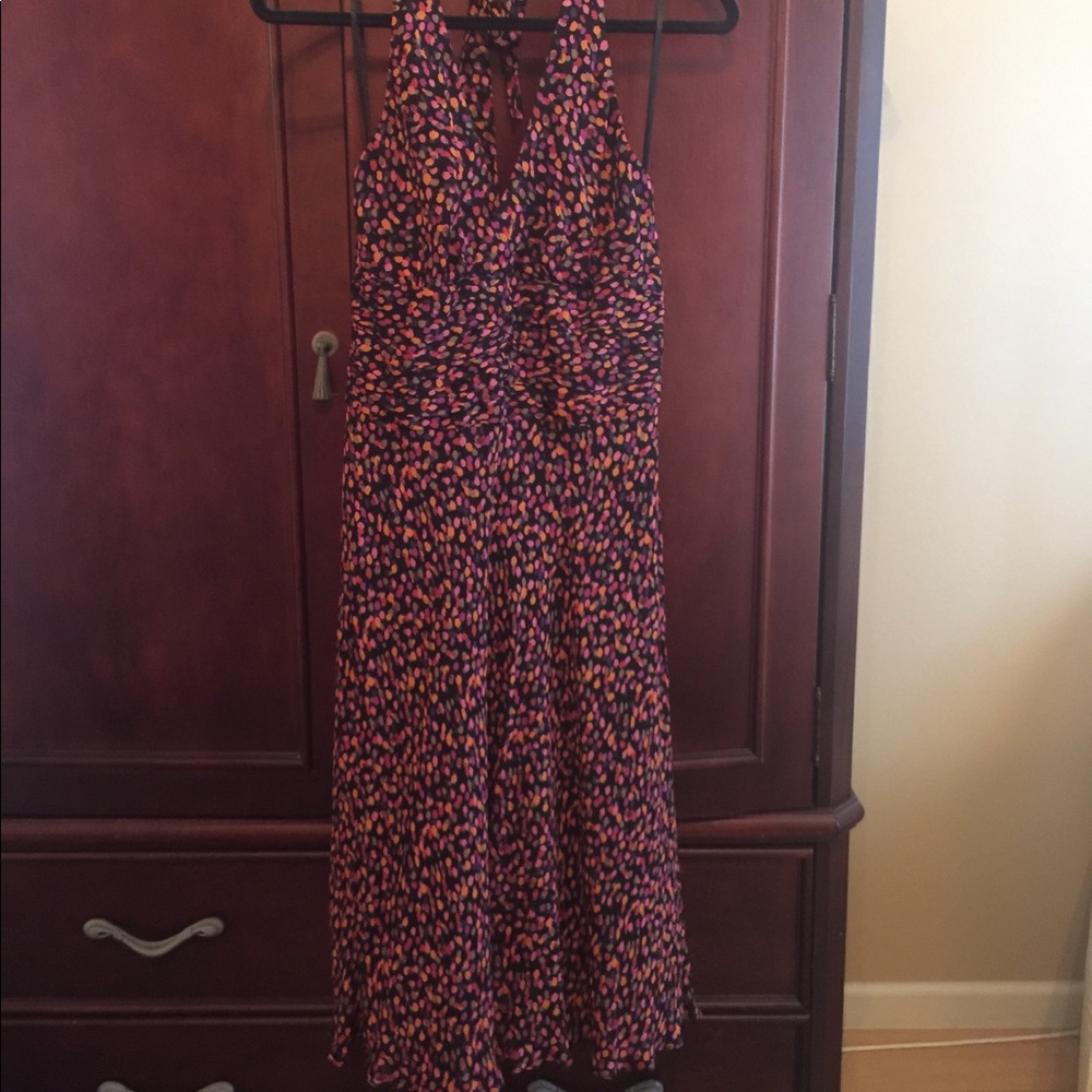 Black Multi Color Confetti Halter Dress